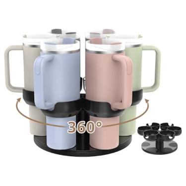 Imagem de Suporte organizador giratório de garrafa de água para copo Stanley de 1,2 l com alça, organizadores de armários de cozinha Pantry e rack de armazenamento para acessórios de copo Stanley, presente