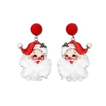 Imagem de Todu Tema de Natal Pingente de Madeira Brincos Papai Noel Arco-íris Árvore de Natal Ônibus Caminhão Vaca Neon Várias Impressões Bonitas Para Mulheres Meninas Feito à Mão Natal Ano Novo Jóias Festivas, 1pair, Madeira, Sem pedra preciosa