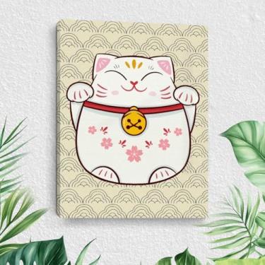 Imagem de Arte de parede em tela de gato de desenho animado, pinturas de arte emolduradas em estilo japonês, decoração de parede, cena da natureza e amantes de gatos, imagem para sala de estar, sala de estar