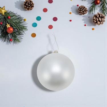 Imagem de Generic 1 bola de Natal com enfeite de bola de Natal com laço de plástico fosco prateado 8 cm