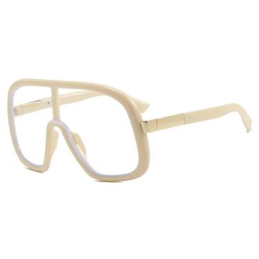Imagem de JRLLFD Óculos de sol punk grandes, peça única, feminino, luxuoso, masculino, esportivo, à prova de vento, UV400 (bege, transparente)