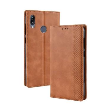 Imagem de Capa para ASUS Zenfone Max M2 ZB633KL,Retro Flip magnético,Caso de telefone de couro PU,Design de carteira com 3 slots de cartão e 1 clipe de dinheiro -Brown