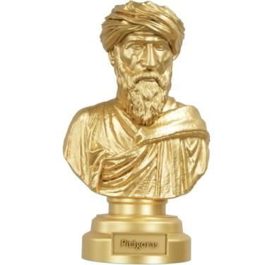 Imagem de Estátua Busto Pitágoras - Matemático e Filósofo Grego (Cor Ouro)