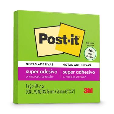 Imagem de Bloco Post it verde limeade 76x76mm 90 fls 3M
