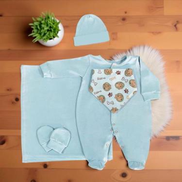 Imagem de Saída Maternidade Bebê Manta Luvinha Menino 05 Pçs Luiz - Maria's Baby