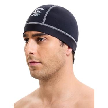 Imagem de Intbost Capuz unissex de neoprene de 3 mm para homens e mulheres, mantenha-se aquecido em água fria, gorro térmico para molhado, chapéu de babador ventilado, chapéu de natação e mergulho (cinza G/GG)