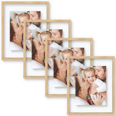 Imagem de Moldura flutuante de 40,6 x 50,8 cm - madeira maciça para flor prensada - vidro frontal verdadeiro - use como moldura de 28 x 35 cm ou 30 x 40 cm - para exibição de parede (madeira natural, pacote com