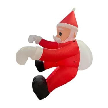 Imagem de oshhni Parede de escalada inflável com Papai Noel e sacola de presentes para pendurar, ideal para festas natalinas, decoração de janela, parede ou gramado, Luz Colorida de 2