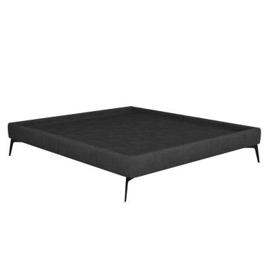 Imagem de Cama Casal King 199cm Pés Metálicos Elisa S05 Veludo Preto - Mpozenato