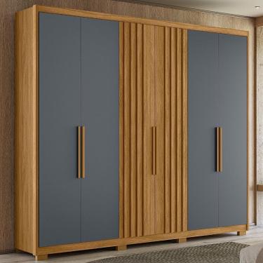 Imagem de Guarda Roupa Casal 6 Portas 4 Gavetas Freijó / Cinza Araguaia - Moval