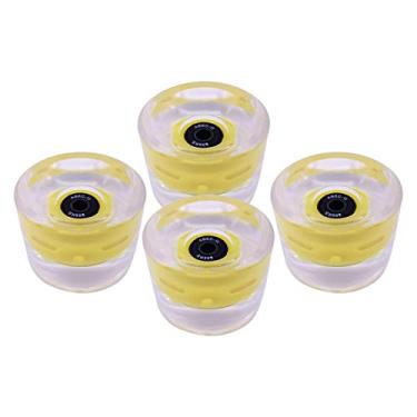 Imagem de Rodas de skate flash LED 70 mm - material PU, reduz a vibração, durômetro de 80 A - perfeito para esportes de parque e patinação de rua em cruzeiro - amarelo e preto