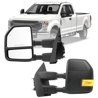 Imagem de Aritoxy Espelhos de reboque para motorista adequados para Ford F250 F350 F450 F450 F550 Super Duty 2017 2018 2019 2020 - Aquecido por energia com luz de seta, caixa de escurecimento de luz auxiliar de