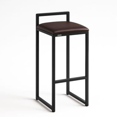 Imagem de Banqueta Ferro Alta Industrial Metal Bar Moderno Corino Cor:marrom