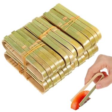 Imagem de Falzqq 240 peças de mini pinças de bambu, pinças descartáveis de bambu para charcutaria, 10 cm de comprimento, pequena torradeira de madeira, pinça de servir ciano natural para aperitivos, pão