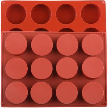 Imagem de EPYHREHM Conjunto de 2 moldes de silicone semi-esfera grande de 12 cavidades para chocolate quente