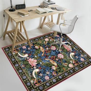 Imagem de Tapete de cadeira de escritório, tapete de cadeira de mesa vintage preto para piso de madeira, tapete antiderrapante de 122 cm x 152 cm para cadeira de escritório sem rugas, protetor de piso lavável