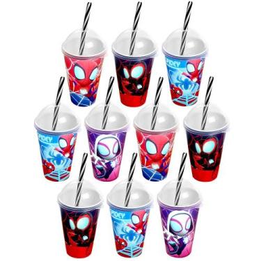Imagem de Kit 10 Copos 280ml Homem Aranha Spidey Lembrança Aniversário - Plasúti