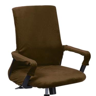 Imagem de PATIKIL Capa para cadeira de escritório, capa de cadeira de mesa de 114 cm, capa extensível universal para assento de computador com capa de apoio de braço, zíper para cadeiras de escritório, assento