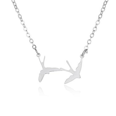 Imagem de RLHRNDE Colar de pássaro banhado a ouro para mulheres, pingente de pomba voadora, minimalista, enchimento de ouro rosa, colar de pássaro voador inspirado no amor, joias, presentes de amizade, Standard