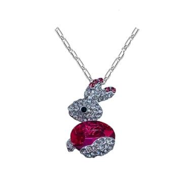 Imagem de Mall of Style Colar de coelho de ouro rosa para meninas - Joia de Páscoa para mulheres - Colar de Páscoa - Pingente de coelho - Pingente de coelhinho da Páscoa - Joia de coelho, Metal, Strass