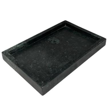 Imagem de KC KULLICRAFT Bandeja de mármore verde natural para banheiro | cozinha | penteadeira | mesa, organizador de pedras para mesa de centro, cômoda, mesa de cabeceira, velas, sabonete, toalha, planta