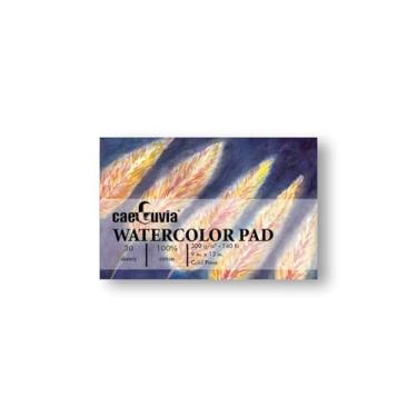 Imagem de Caeluvia Mini bloco de aquarela de algodão 63,5 kg, pesado, 100% algodão, papel aquarela, prensa a frio, 14 x 21 cm, 30 folhas, pequeno diário de viagem em aquarela de 300 g/m² para pintura
