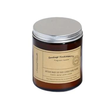 Imagem de Vela perfumada em frasco de vidro 200 g vela de aromaterapia de cera de soja | 5 aromas (tuberosa, campainha, jasmim branco, âmbar, mirtilo) | Tempo de queima de 40 horas | Óleos essenciais de plantas