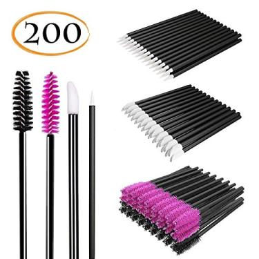 Imagem de Onwon Aplicador de maquiagem, 200 peças, 4 estilos, pincéis de cílios, varinhas de rímel, pincéis labiais e pincel delineador - kits de pincéis de maquiagem diários