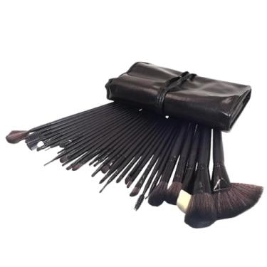 Imagem de Kit 32 Peças Conjunto De Pincéis De Maquiagem Para Pó Sombra Delineador Lábios com estojo (PRETO)