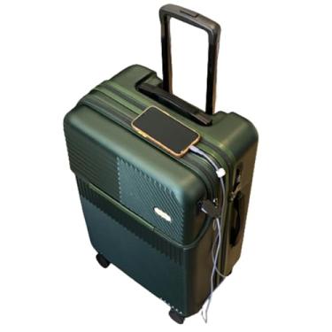 Imagem de Mala de abertura frontal para embarque, rodízios giratórios de 360 graus, bolsa portátil, zíper, carrinho de vários níveis resistente a impactos, armazenamento de viagem conveniente, porta de