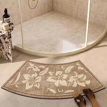 Imagem de Tapete de banho curvo de secagem rápida para banheiro redondo e chuveiro, tapete de banho de canto forte absorvente, fundo antiderrapante de borracha, fácil de limpar, 45 x 100 cm (18 x 40 polegadas