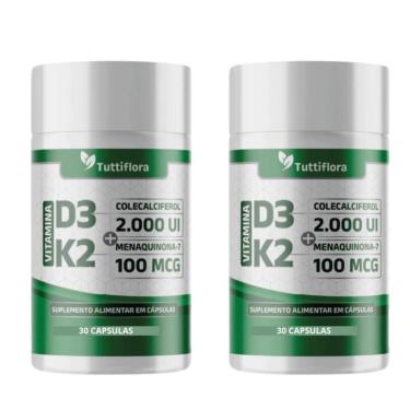 Imagem de Kit 2x Vitamina D3 + K2 30 Cápsulas de 375mg Tuttiflora-Unissex