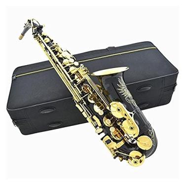 Imagem de Saxofone alto preto modo de gravação de latão instrumentos musicais ouro preto saxofone profissional alto saxofone estudante