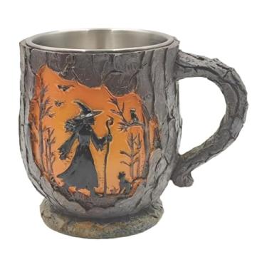 Imagem de FytStycale Caneca de Halloween com Um Motivo de Fogo Exclusivo E Textura 3D de de árvore, Ideal para Bares E Residências – Um Presente Divertido para Homen, Bruxa