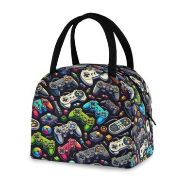 Imagem de Blueangle Lancheira isolada à prova de vazamento - Bolsa de almoço reutilizável com vários designs de gamepads, recipiente de alimentos compacto para escritório, viagens e atividades ao ar livre (544)