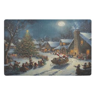Imagem de SEHANY Tapete de porta de inverno Papai Noel Natal para todos os climas, impermeável, secagem rápida, bem-vindo, tapete de entrada antiderrapante, tapete decorativo de poliéster para entrada, varanda