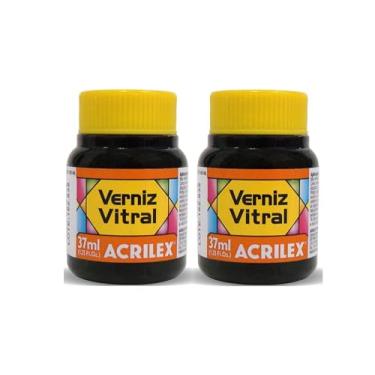 Imagem de Kit 2 Verniz Vitral Acrilex Laranja 517 37ml – Transparente e Brilhante para Vidro, Copos, Garrafas, Vasos, Cerâmica e Porcelana – Efeito Vitrais Profissional