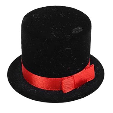 Imagem de Anel caixa de jóias personalizado jazz chapéu design retro pequeno requintado organizador de armazenamento para presentes de casamento noivado preto reunindo material