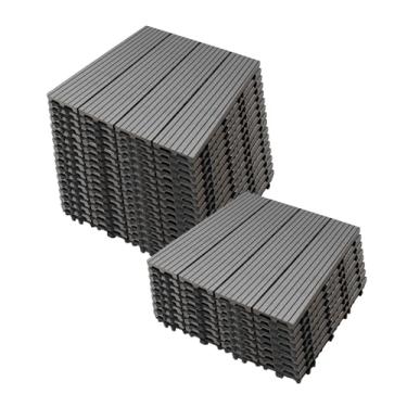 Imagem de Azulejos de deck interligados, azulejos de piso de pátio composto WPC com sistema de clique função de drenagem para varanda piscina varanda quintal área de jogo terraço uso em todos os climas B5 24