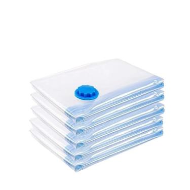 Imagem de Kit Saco à Vácuo Unidades 50X60 com ou sem Bomba Manual Guarda Roupa Organização Mala Edredom(Kit 5 Sacos à Vácuo SEM Bomba)