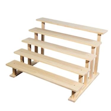 Imagem de Ｂｅｓｇａ Expositor de madeira em vários níveis para perfumes, estilo rústico, com suporte decorativo para miniaturas de maquiagem e outros objetos, 5 Níveis 40cm