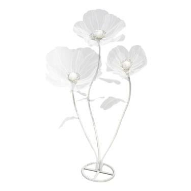 Imagem de IEUDNS Cenário de flores gigantes, decoração de casamento, floral, artesanato, suporte para fotos faça você mesmo, arranjo de casamento, ornamento para, Branco