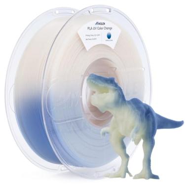 Imagem de AMOLEN Filamento de impressora PLA 3D, UV ou luz solar muda de cor para filamento PLA azul 1,75 mm, precisão dimensional +/- 0,02 mm, 1 KG/2,2 lb, serve na maioria das impressoras FDM