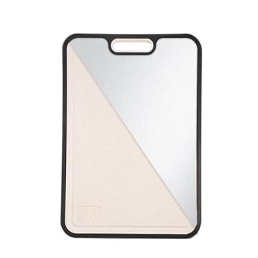 Imagem de Tábua de corte dupla face - titânio puro e fibra de trigo (99,8% titânio puro/fibra de trigo de grau alimentício) - antiderrapante, alça de fácil aderência, sulco de suco (tamanho grande)