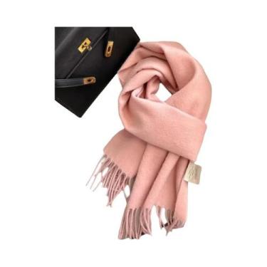 Imagem de Cachecol Longo De Lã E Cashmere Para Mulheres, Xale Sólido, Pashmina, 