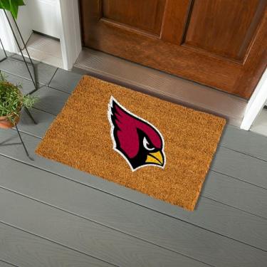 Imagem de Team Sports America Capacho NFL Arizona Cardinals Natural Coir | Logotipo oficial do time colorido | 71 x 40 cm | Antiderrapante | Tapetes de boas-vindas para porta da frente | Decoração de casa para