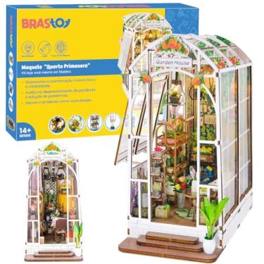 Imagem de Blocos de Montar Construção Casas de Flores Madeira DIY Brinquedos Infantil Com Luz LED (Jardim)