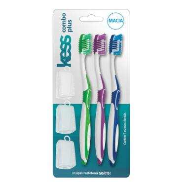 Imagem de KESS Combo Escova Dental Plus com 3 Escovas, Multicor