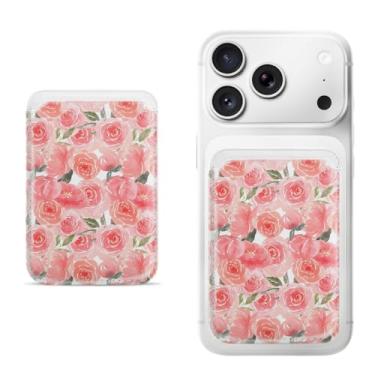 Imagem de Suporte magnético para iPhone, carteira fina de couro PU, capa para cartão, capa traseira para cartão, acessório de telefone fofo