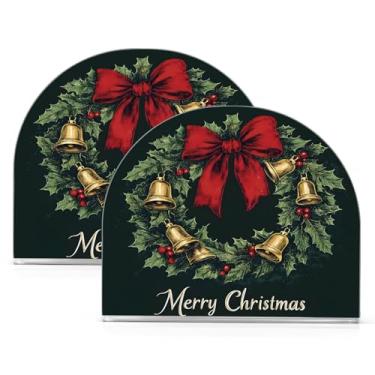 Imagem de Wassud Guirlanda de Natal vintage porta-guardanapos de acrílico, dispensador de guardanapo de papel moderno em forma de U para mesa, cozinha, sala de jantar, bancada 2 peças (comporta 50-60